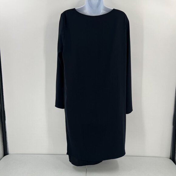 AllSaints 10 Black Roder Shift Dress Japanese Cloth Silk Viscose Minimalist - Picture 2 of 13